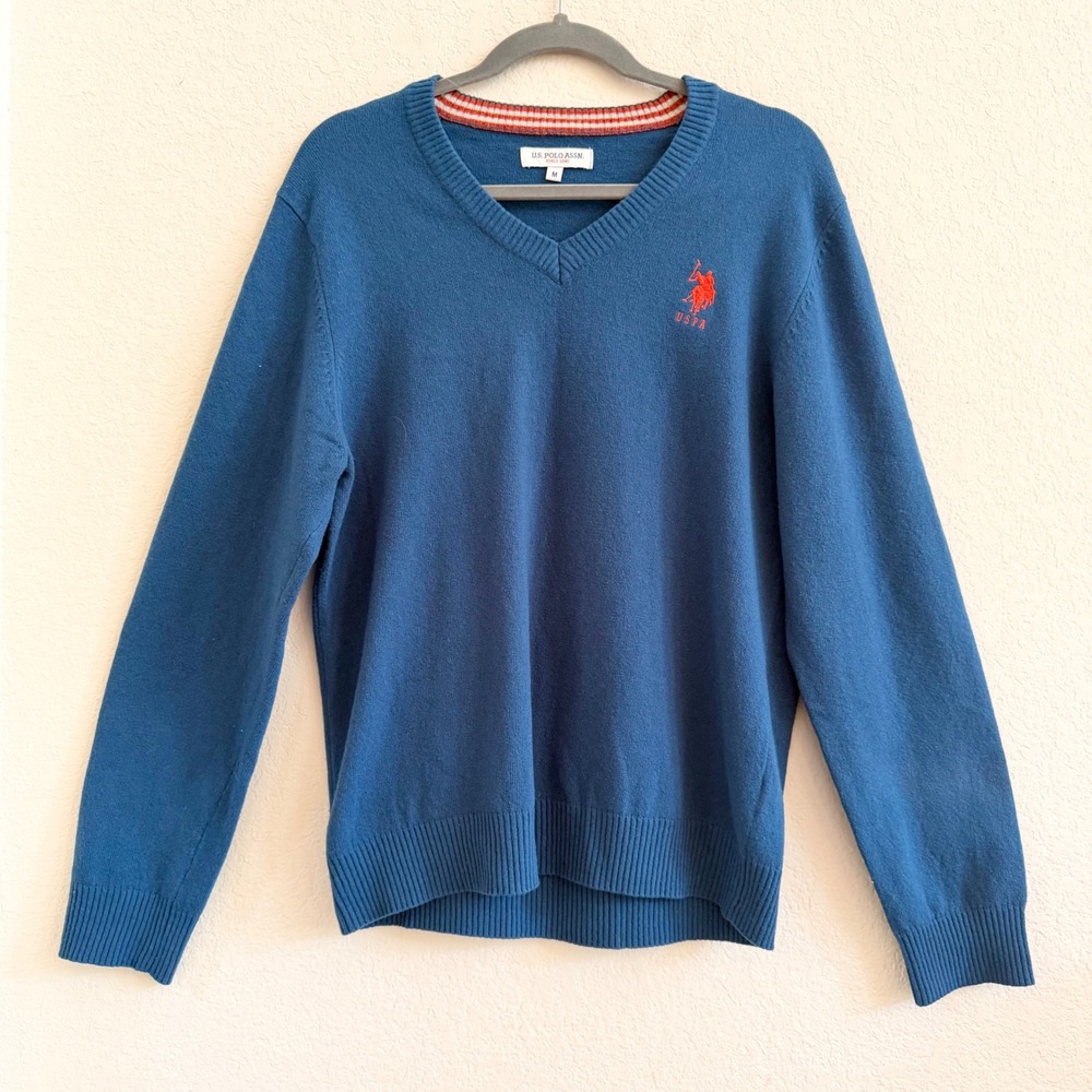 US Polo Assn Women's  Lambswool Blend Sweater Sz M Academia Preppy Equestrian